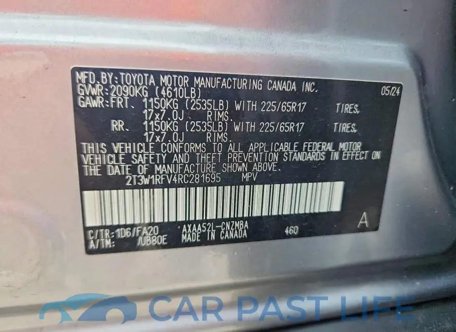 2T3W1RFV4RC281695# 13