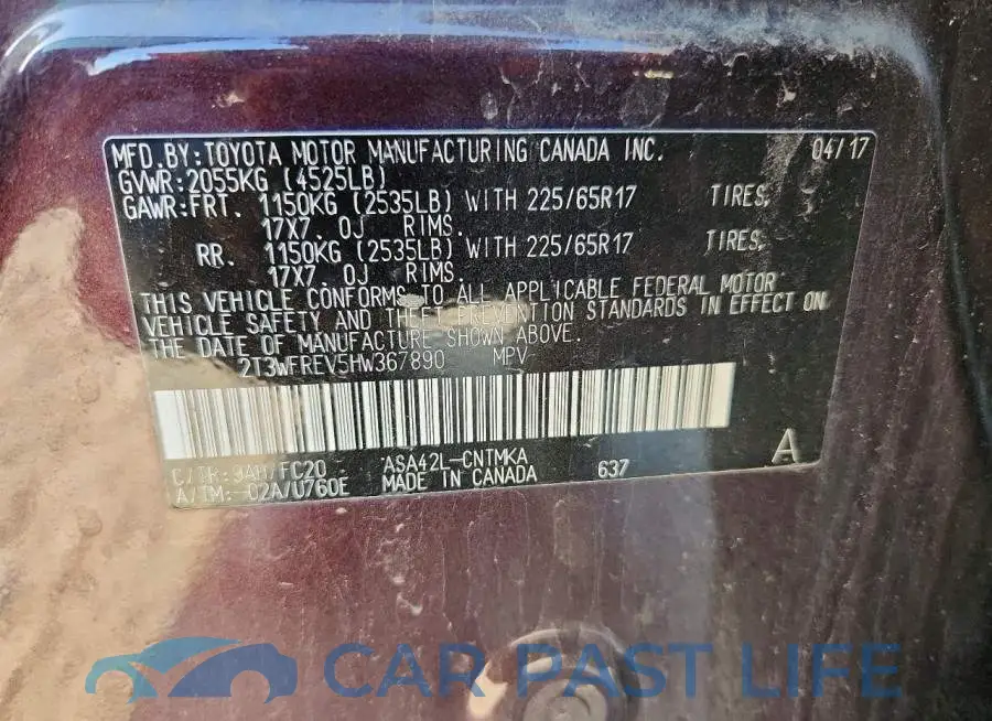 2T3WFREV5HW367890# 12