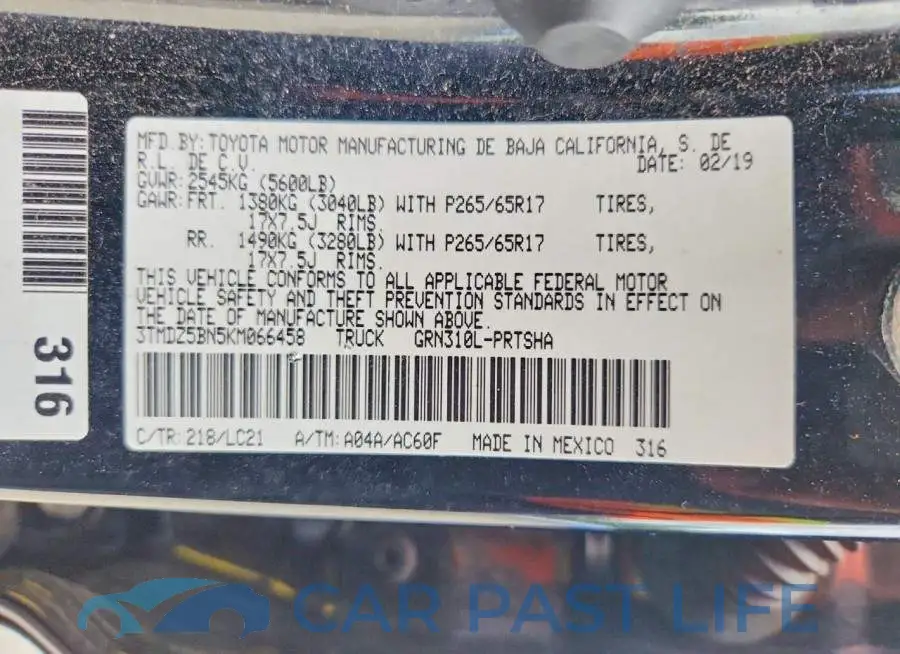 3TMDZ5BN5KM066458# 12