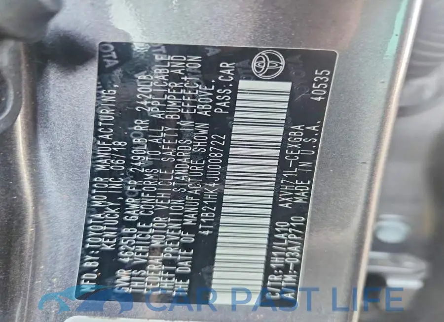 4T1B21HK4JU008722# 12