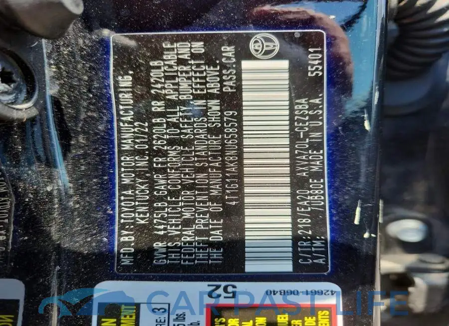 4T1G11AK8NU658579# 12
