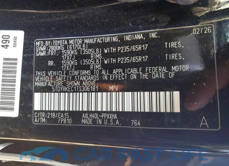 5TDYRKEC1TS306181# 13