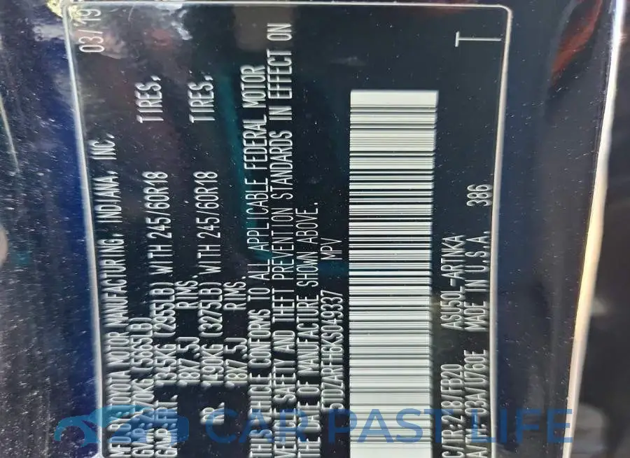 5TDZARFH6KS049337# 13