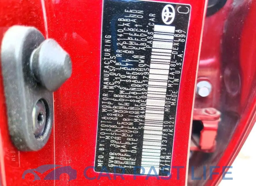 5YFB4MDE0SP317957# 12