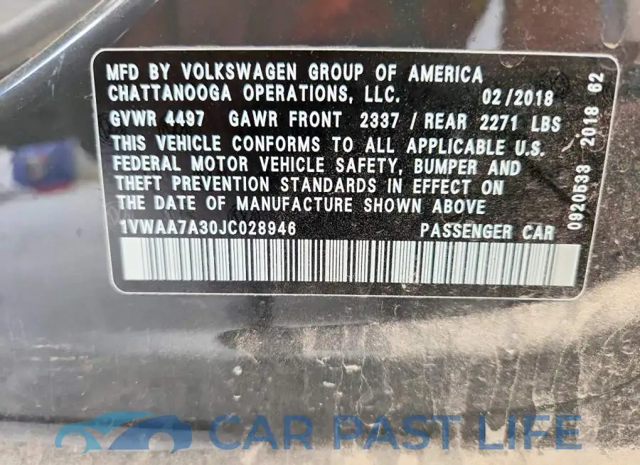 1VWAA7A30JC028946# 12