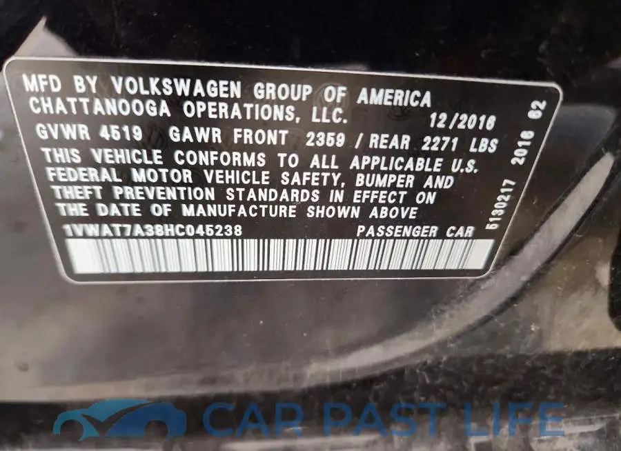 1VWAT7A38HC045238# 12