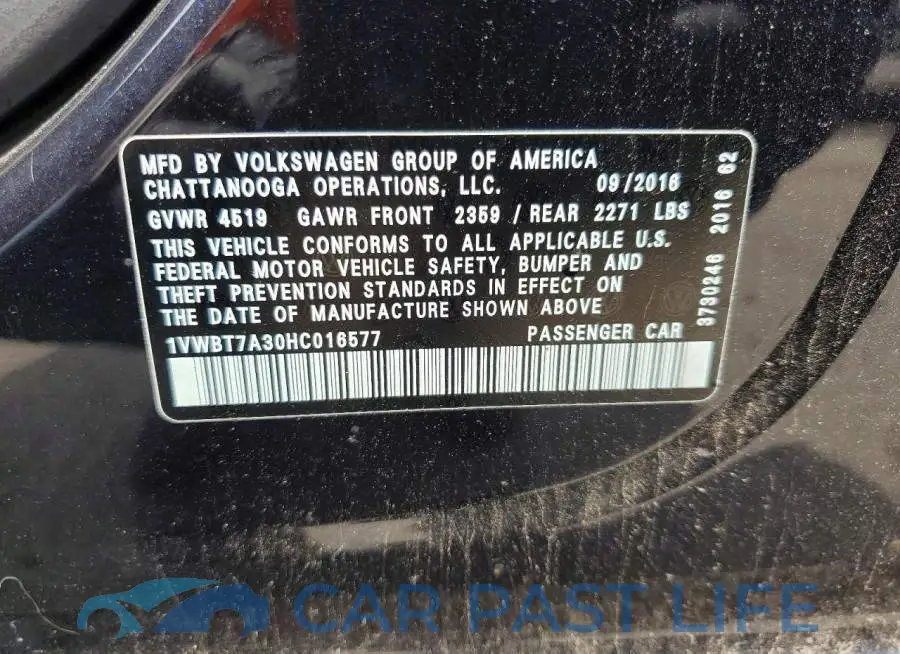 1VWBT7A30HC016577# 12