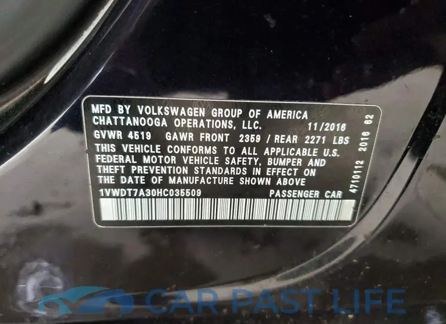 1VWDT7A30HC035509# 13