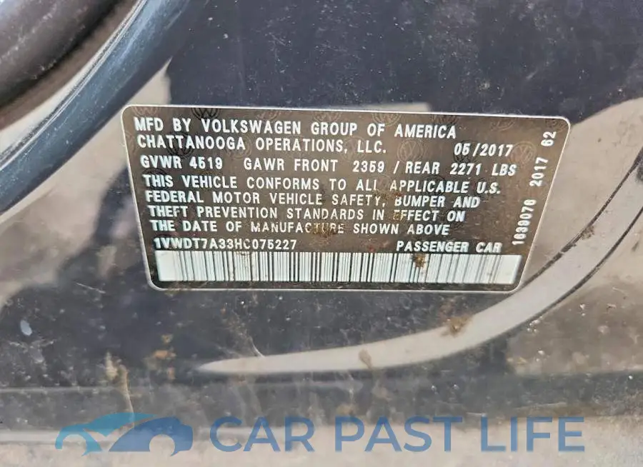 1VWDT7A33HC075227# 12