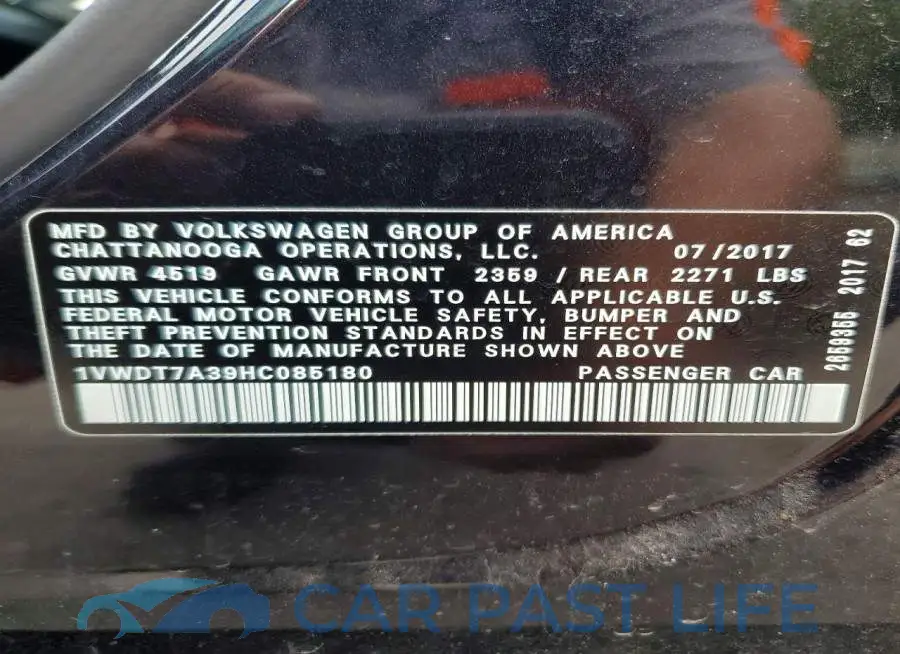 1VWDT7A39HC085180# 12