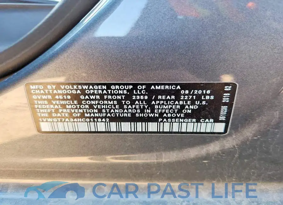 1VWGT7A34HC011842# 13