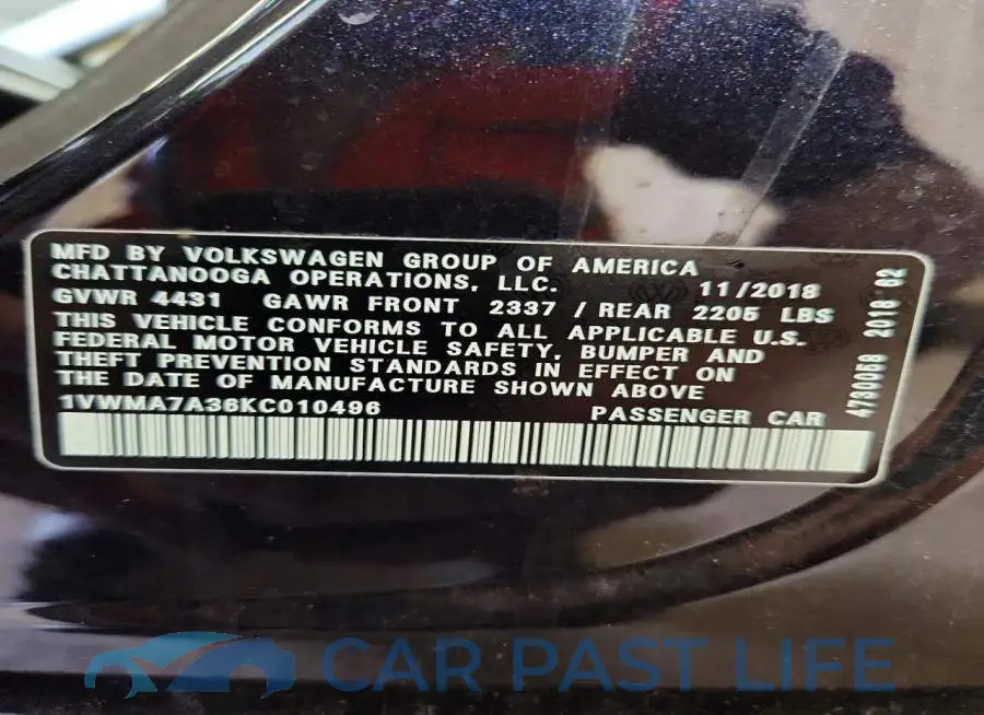 1VWMA7A36KC010496# 12