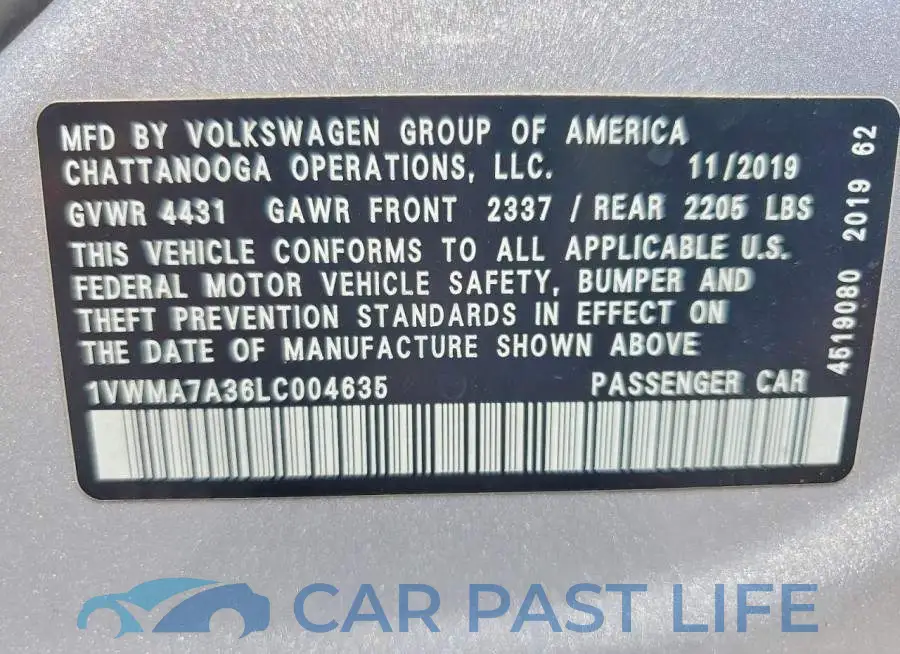 1VWMA7A36LC004635# 12