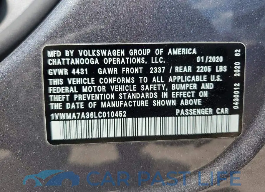 1VWMA7A36LC010452# 13
