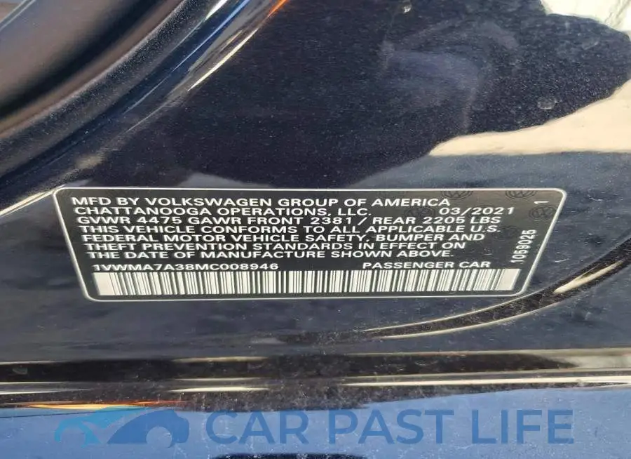 1VWMA7A38MC008946# 12