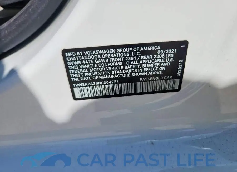1VWSA7A36NC004225# 13