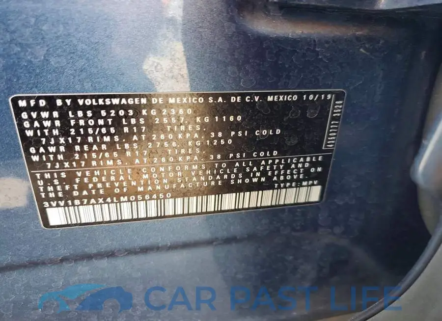 3VV1B7AX4LM056450# 12