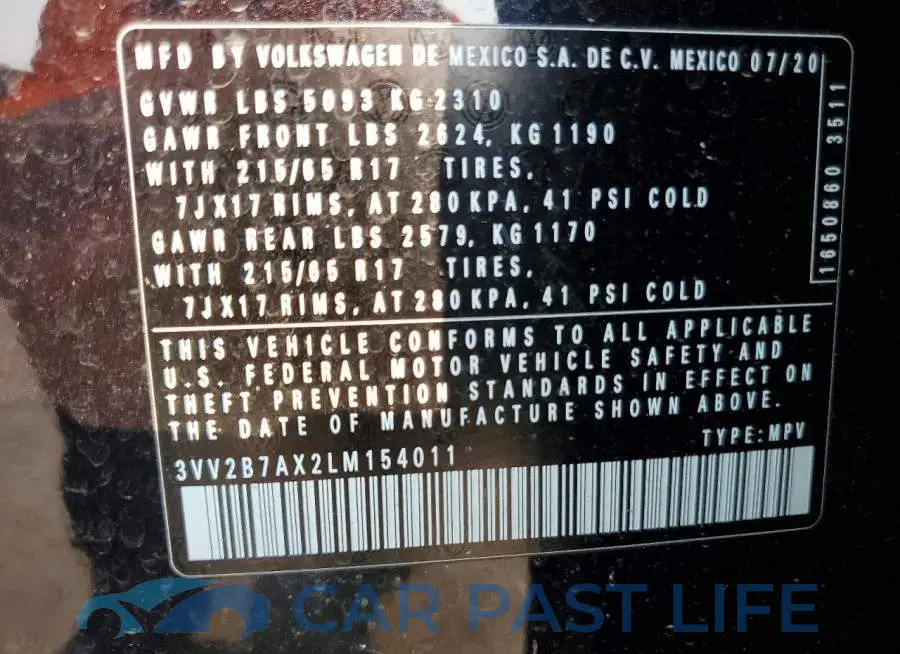 3VV2B7AX2LM154011# 13
