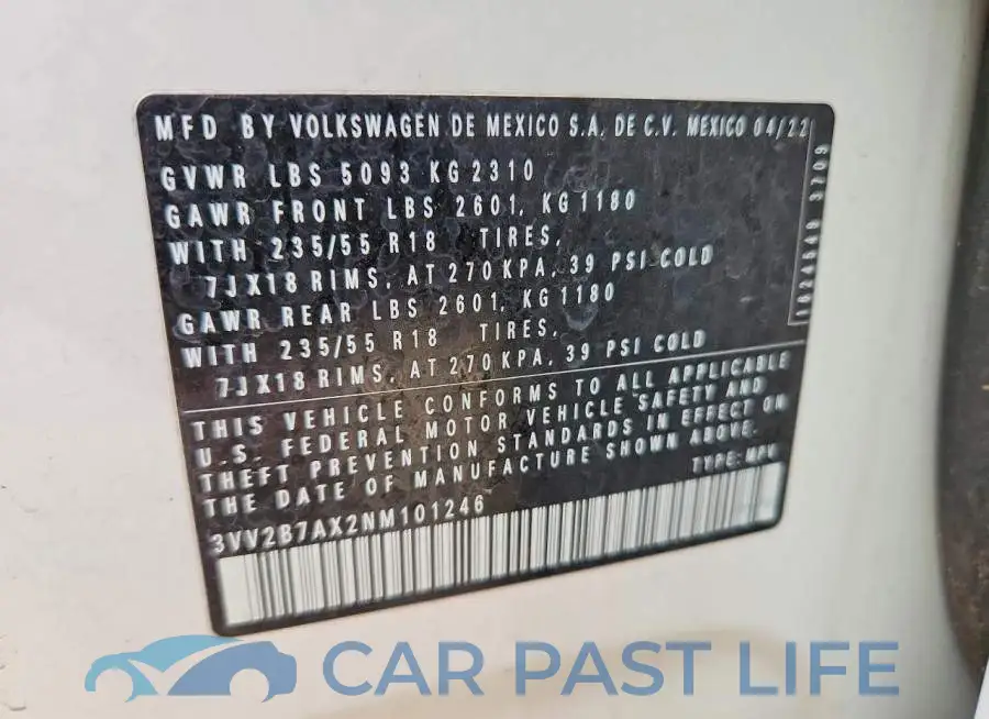 3VV2B7AX2NM101246# 13