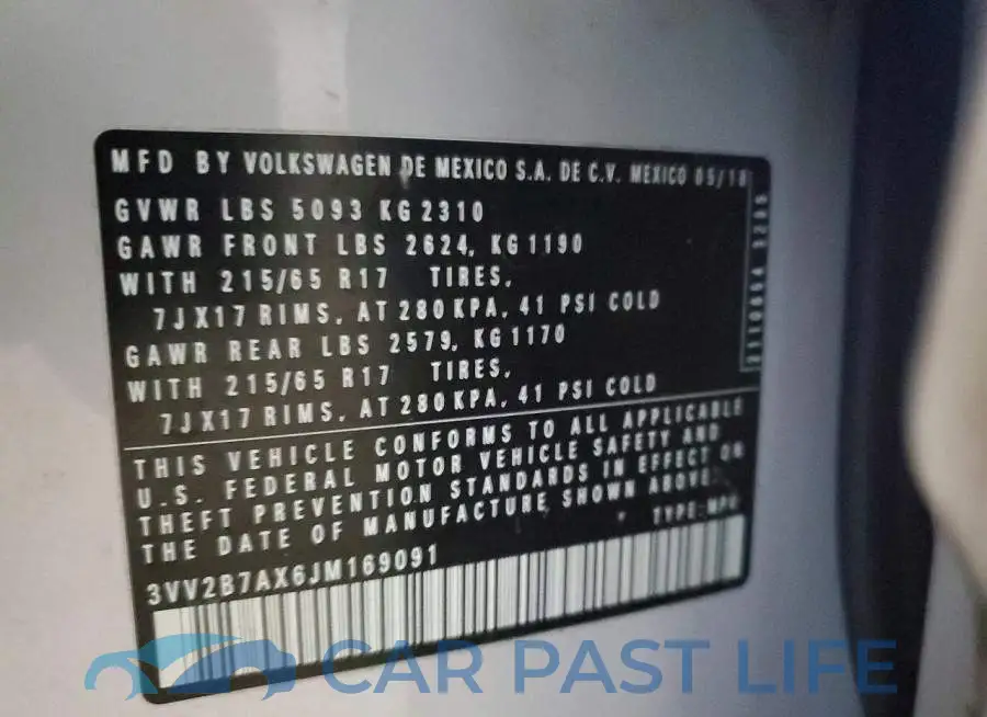 3VV2B7AX6JM169091# 12