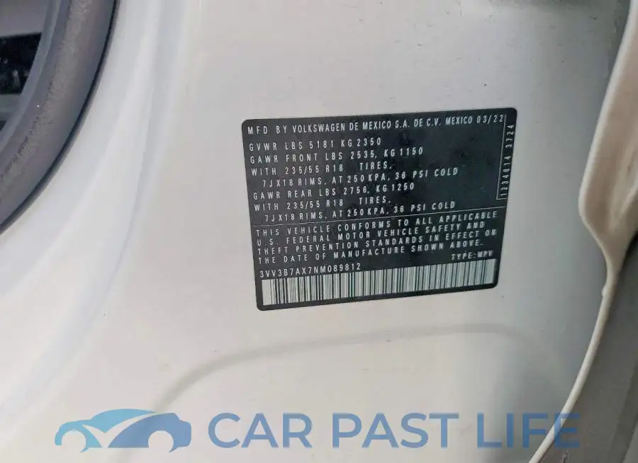 3VV3B7AX7NM089812# 13