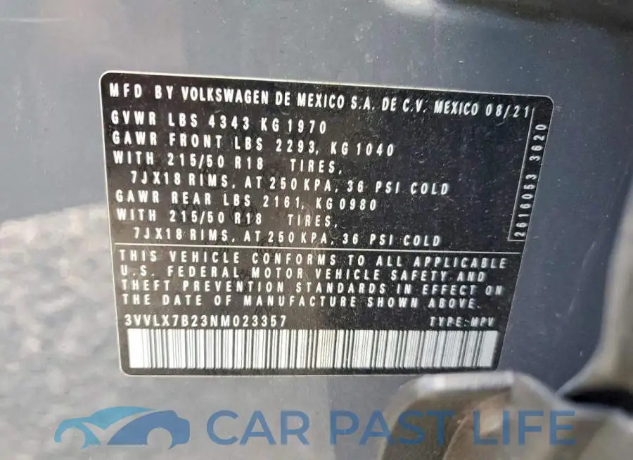 3VVLX7B23NM023357# 13