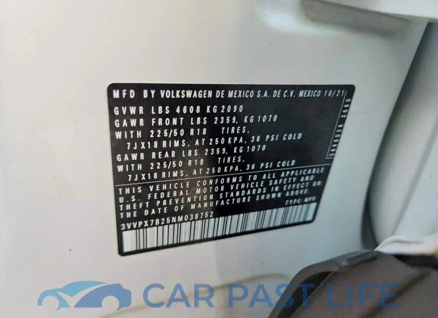 3VVPX7B25NM038752# 13