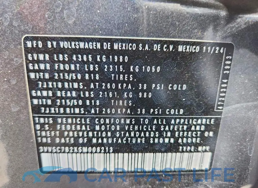 3VVSC7B2XSM008213# 13