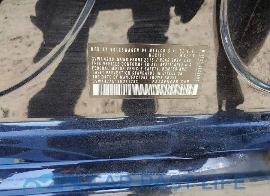 3VW447AU1JM251783# 12