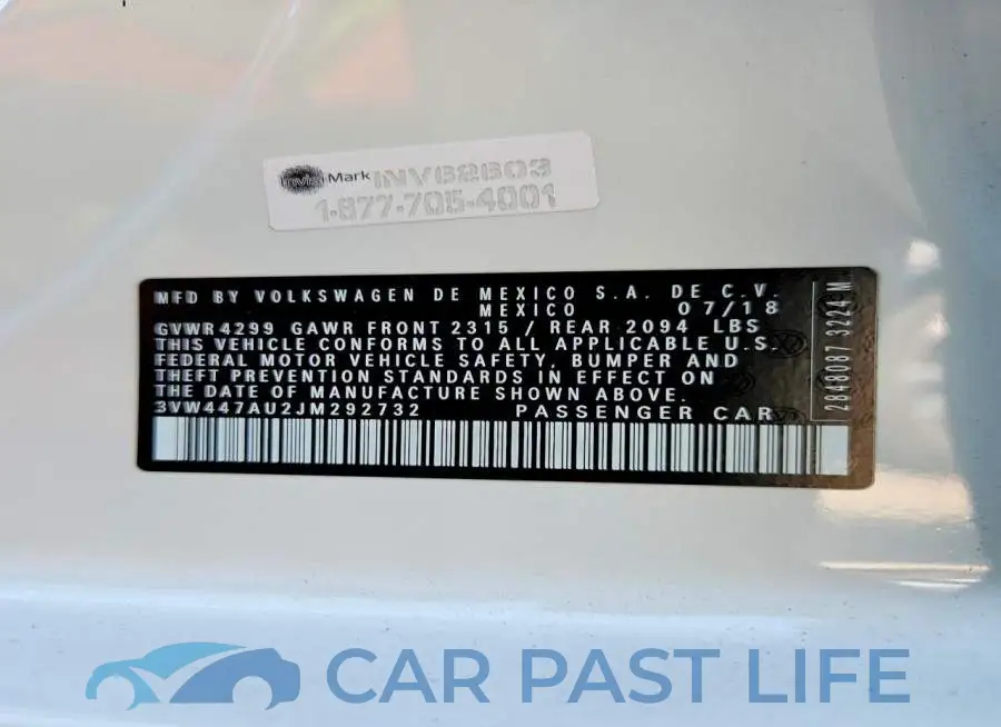 3VW447AU2JM292732# 12