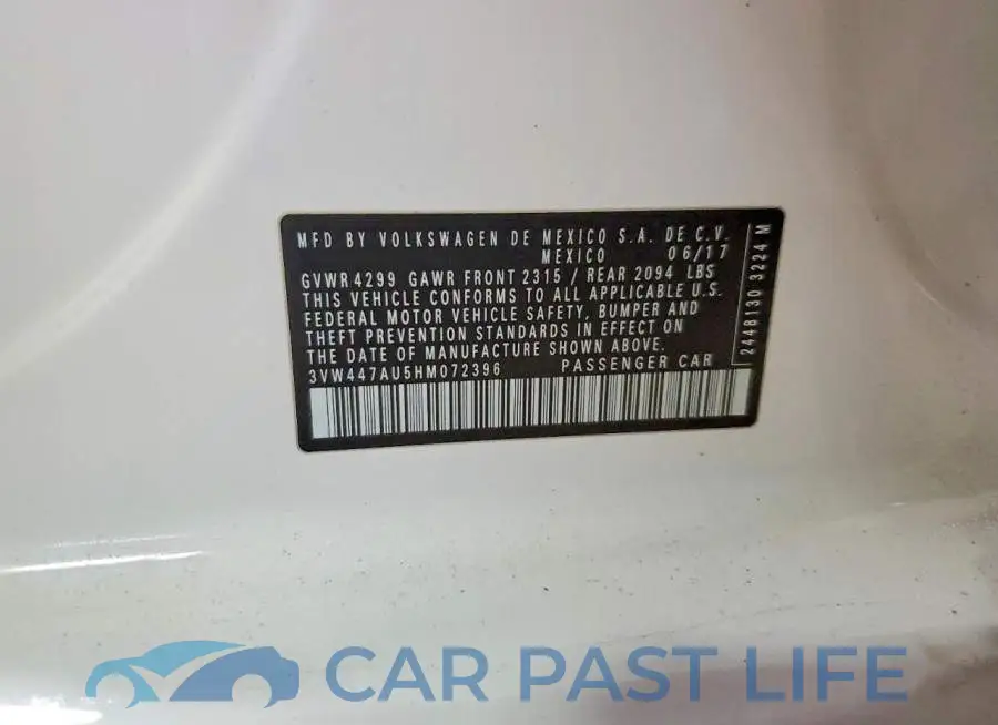 3VW447AU5HM072396# 12