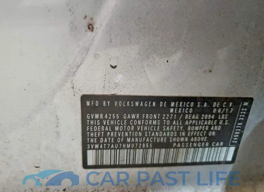 3VW4T7AU7HM072855# 12