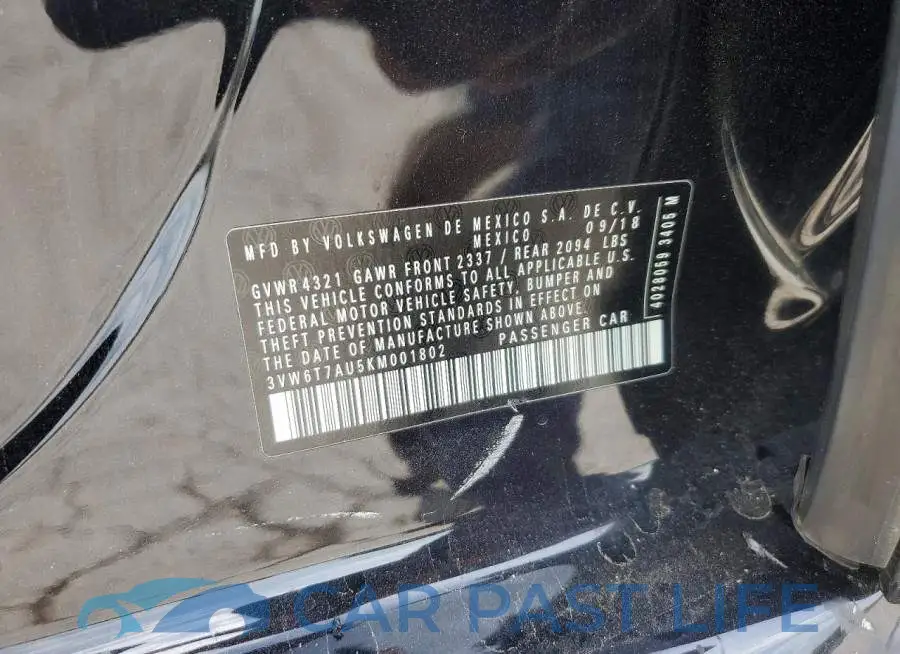 3VW6T7AU5KM001802# 12