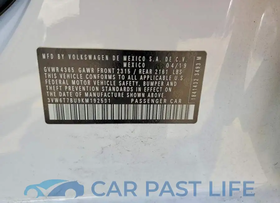 3VW6T7BU9KM192591# 12