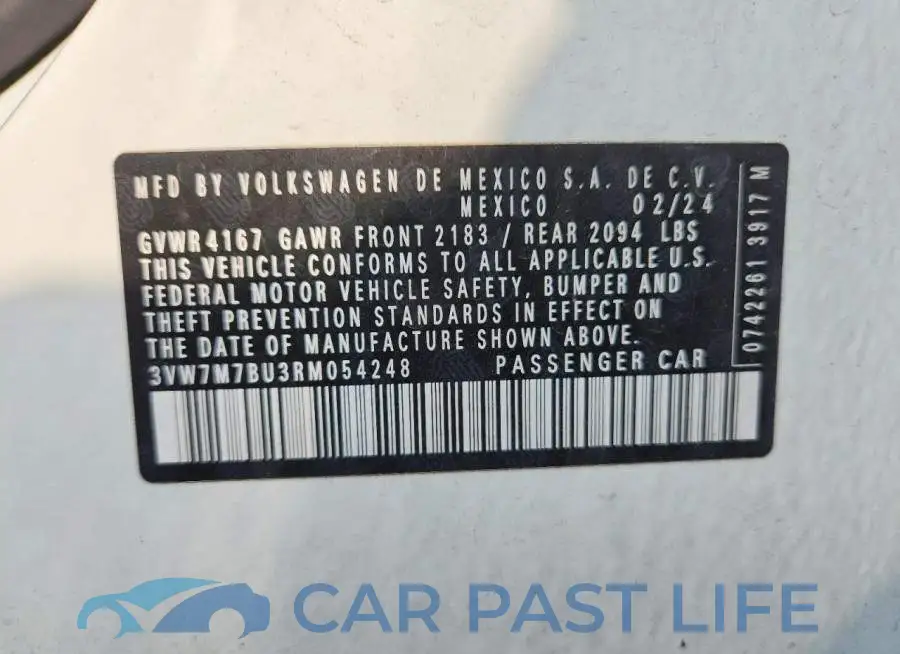 3VW7M7BU3RM054248# 12