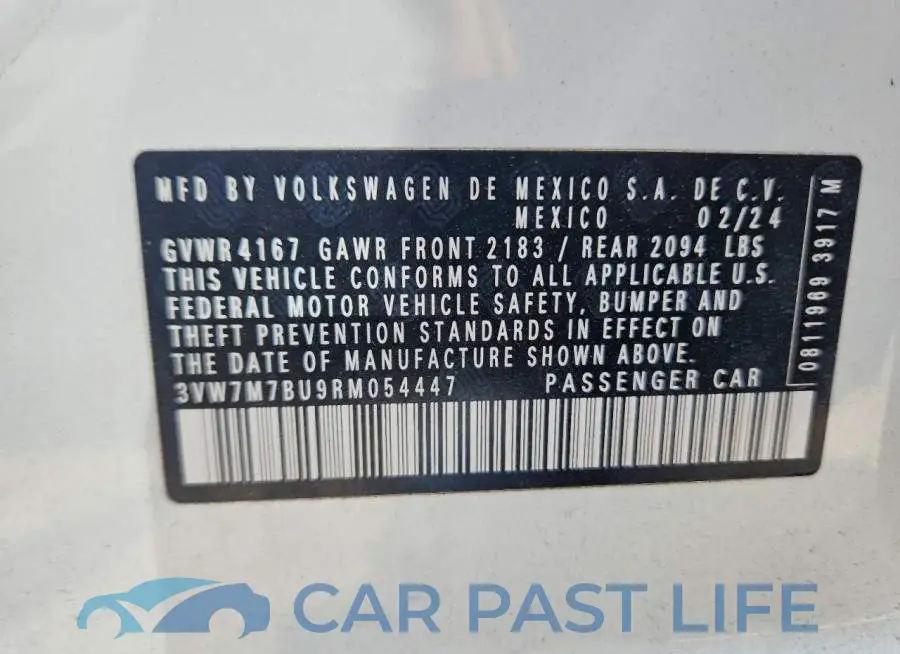 3VW7M7BU9RM054447# 12