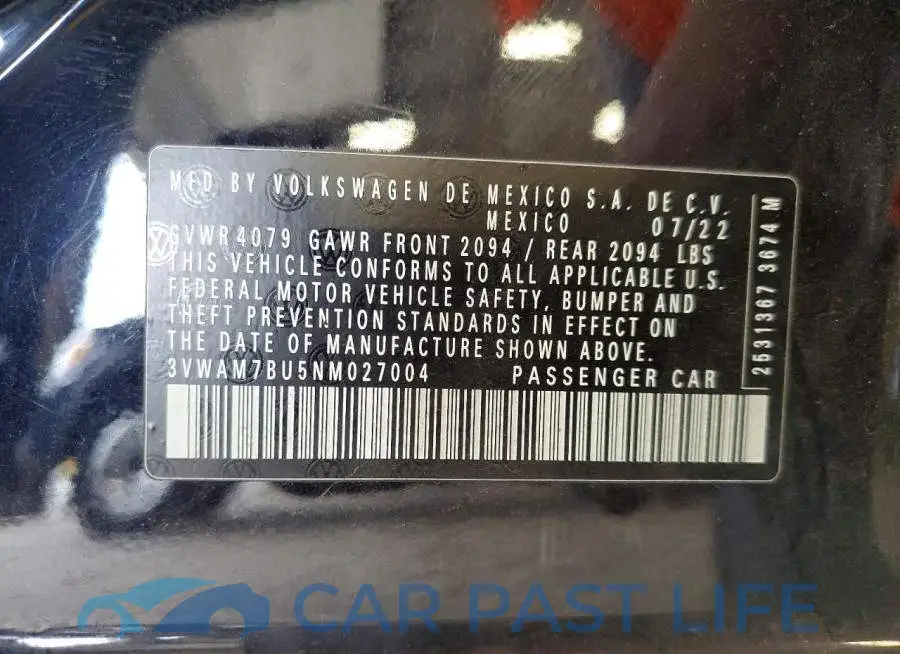 3VWAM7BU5NM027004# 12