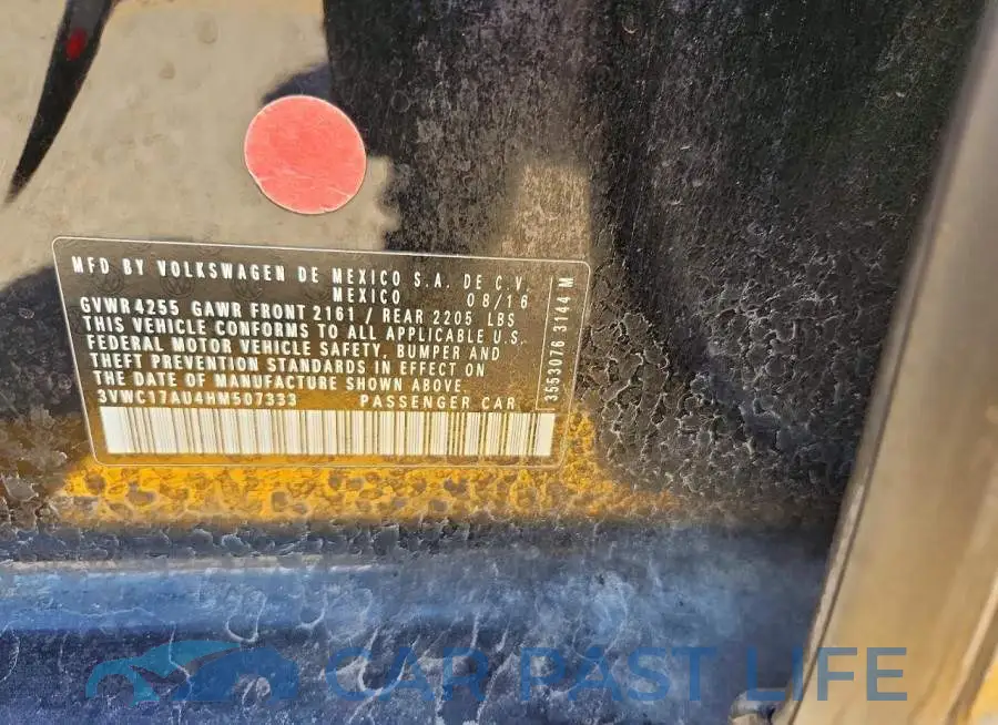 3VWC17AU4HM507333# 12