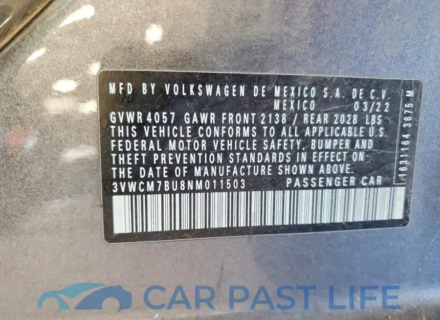 3VWCM7BU8NM011503# 12