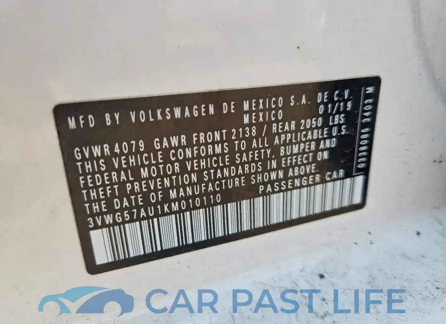 3VWG57AU1KM010110# 12