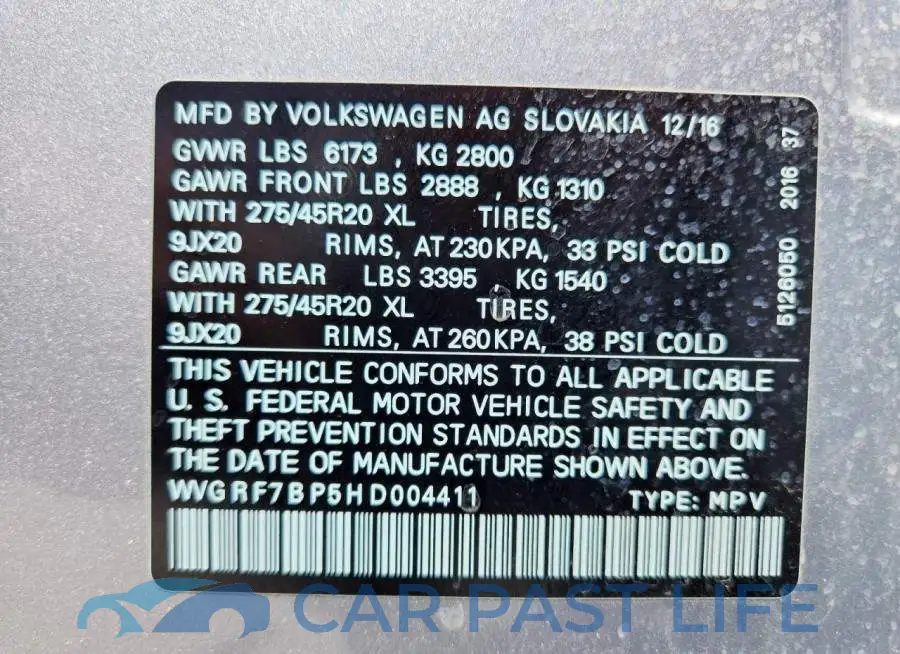 WVGRF7BP5HD004411# 13