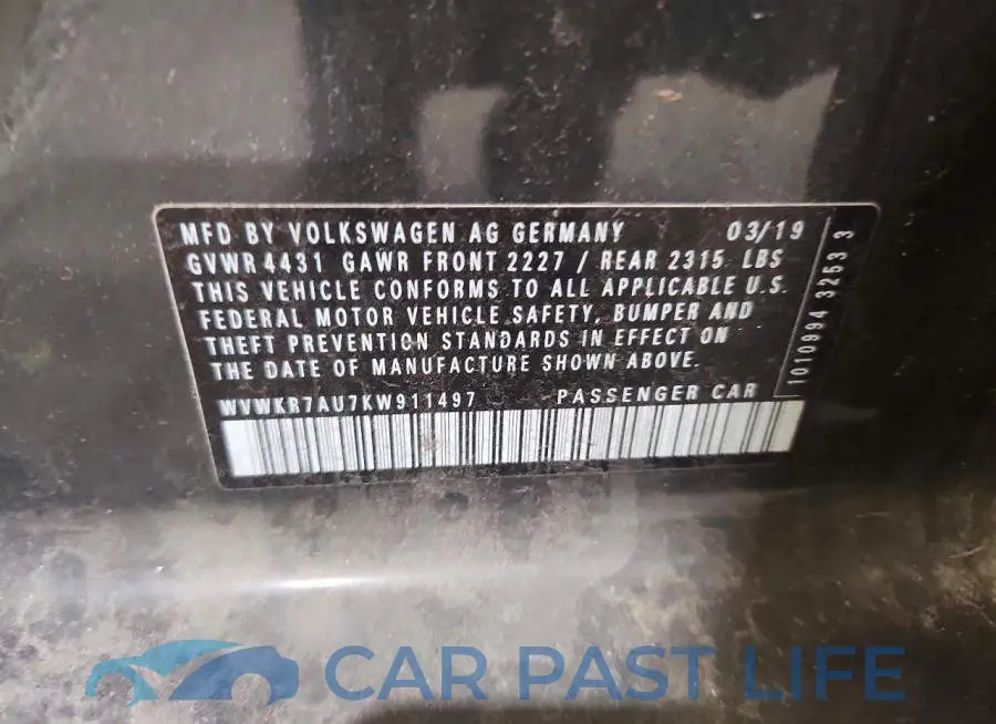 WVWKR7AU7KW911497# 12