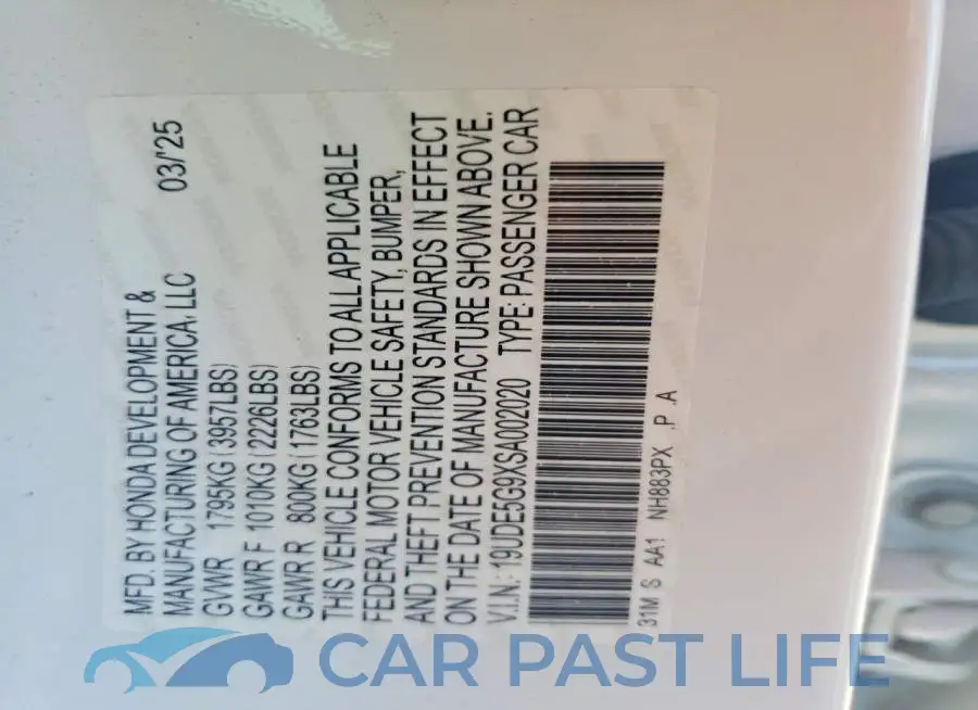 19UDE5G9XSA002020# 13