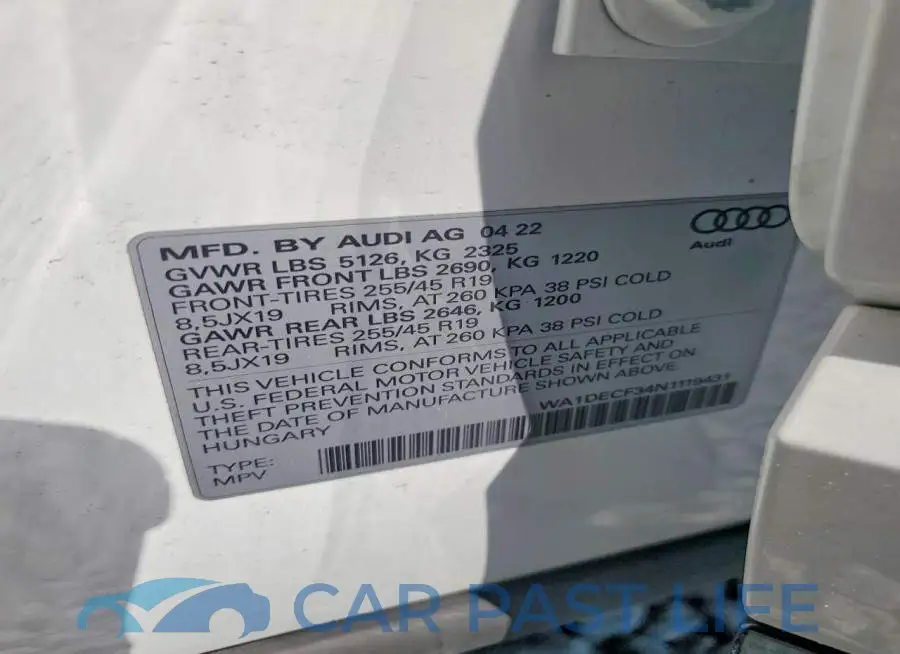 WA1DECF34N1119431# 14