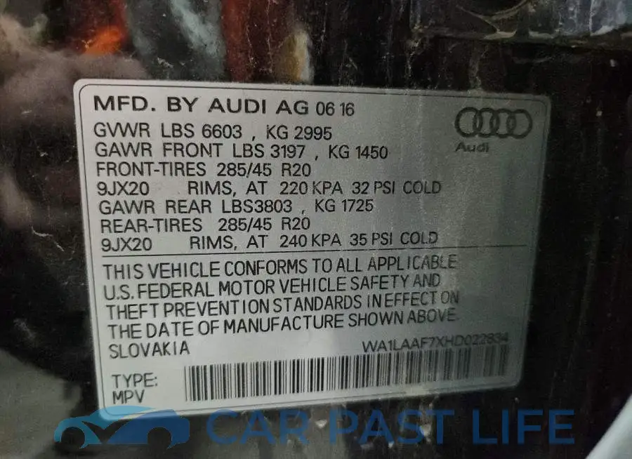 WA1LAAF7XHD022834# 13