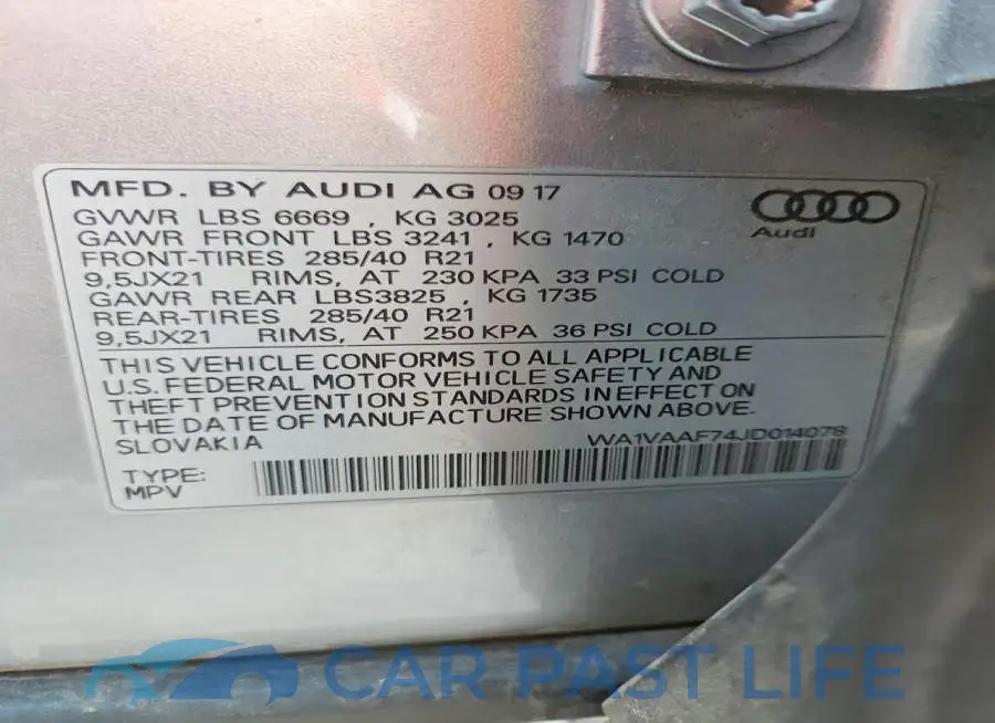 WA1VAAF74JD014078# 12