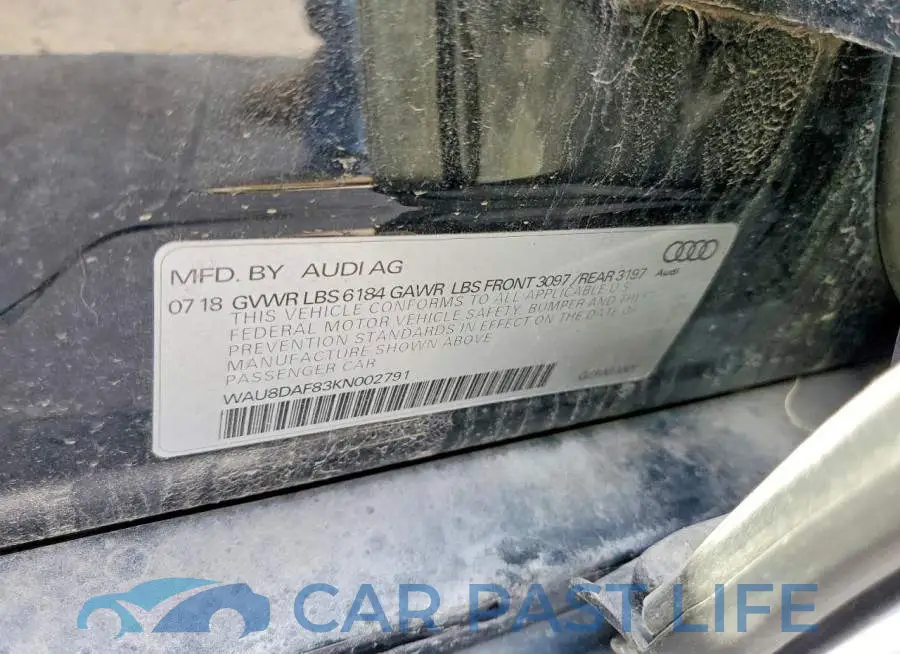 WAU8DAF83KN002791# 12