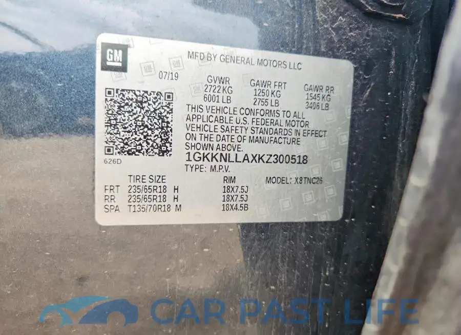 1GKKNLLAXKZ300518# 13