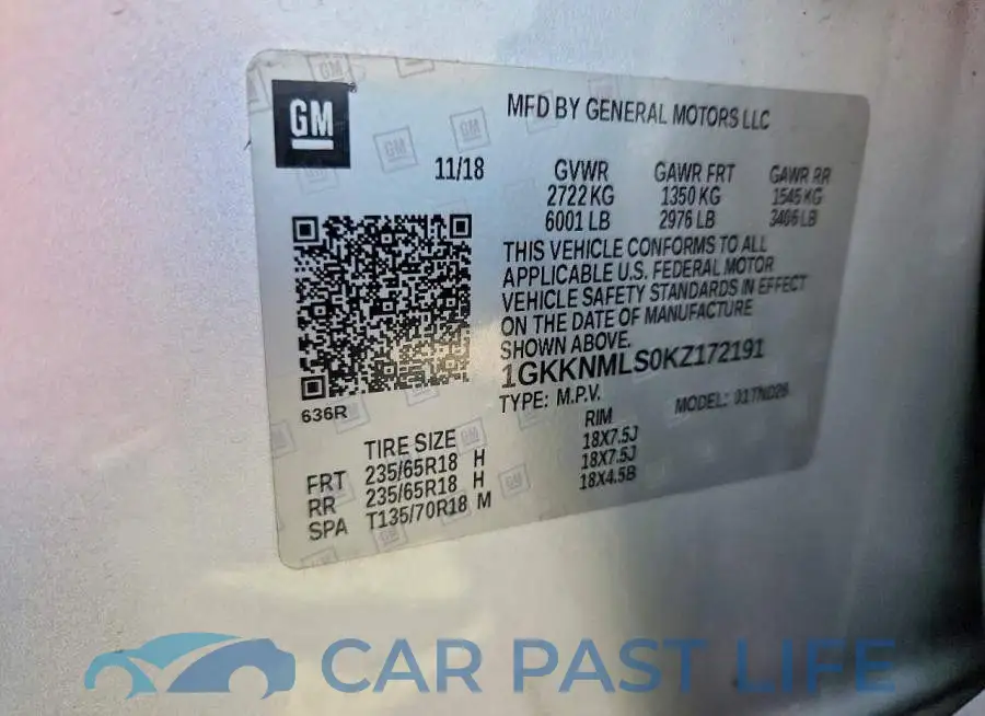 1GKKNMLS0KZ172191# 13