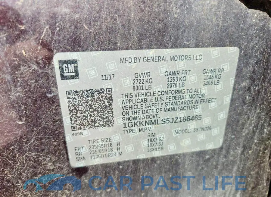 1GKKNMLS5JZ166465# 14